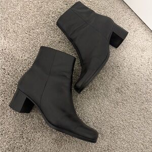 Black Leather Ankle Boots